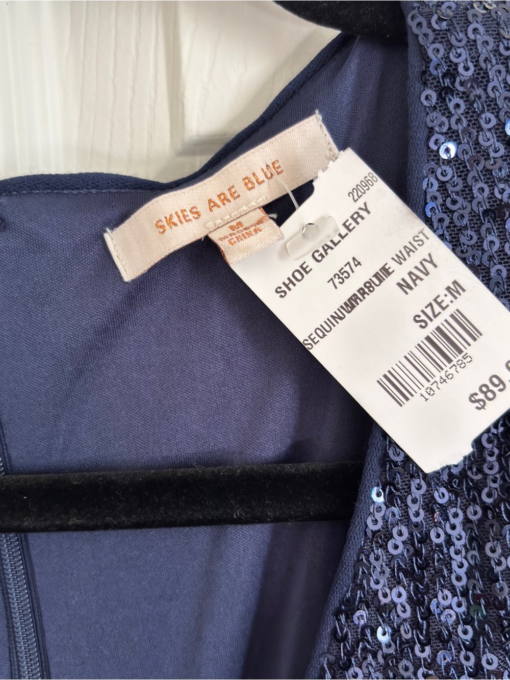 Skies Are Blue Sequin Jumpsuit Navy Women’s M Tie Waist Wide Leg Dressy Holiday - Picture 3 of 15